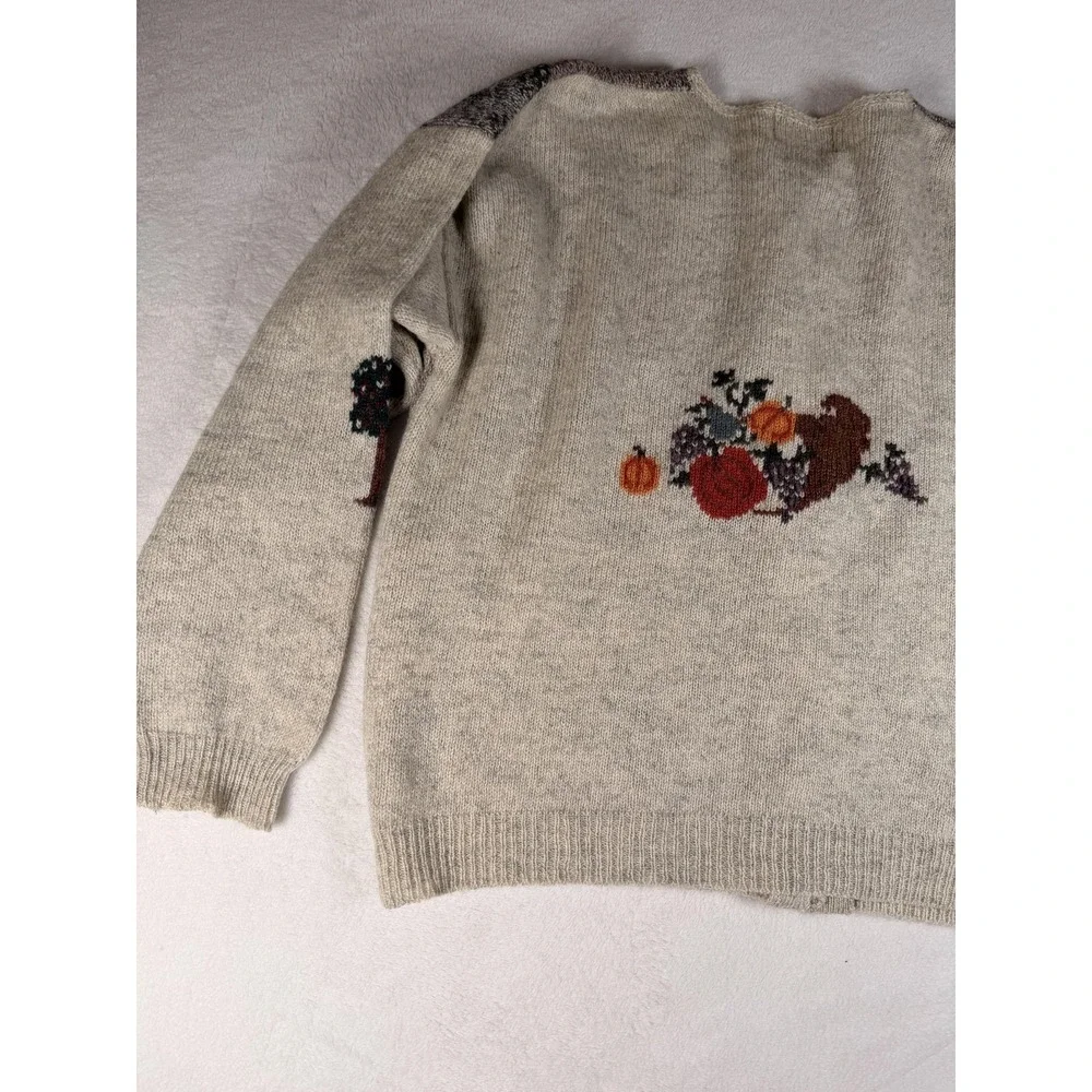 Woolrich Cardigan Sweater Womens Large Beige 100% Wool Fall Harvest Apple Knit - Picture 15 of 16